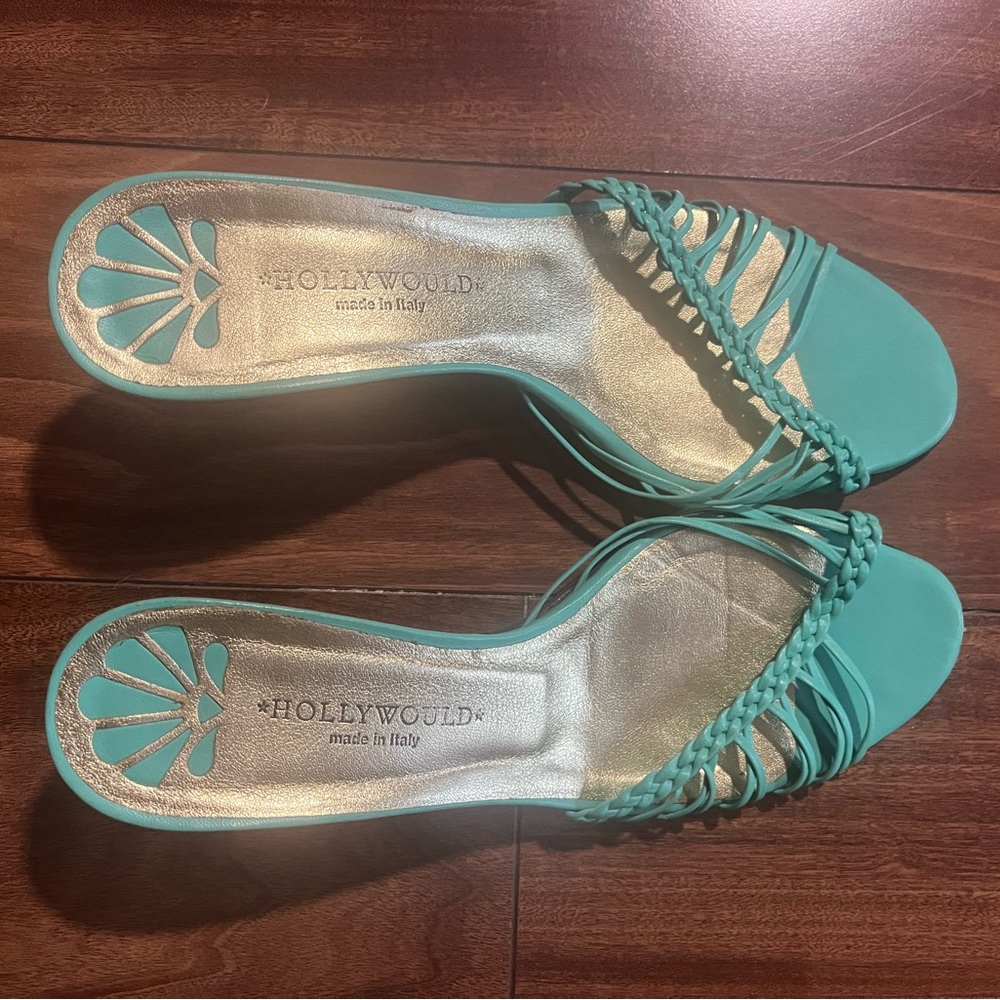 Hollywould Teal kitten heel sandal